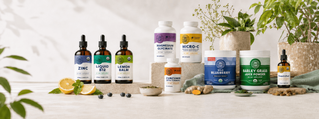 Health Vitality wellness supplements arranged with fresh natural ingredients — Save More When You Stock Up